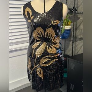 Sequined Dress / Glitter Dress / Gatsby Dress Black Gold Dress Small-Medium